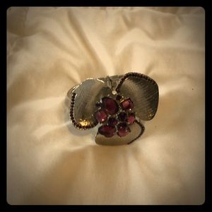 Silver and purple flower bracelet